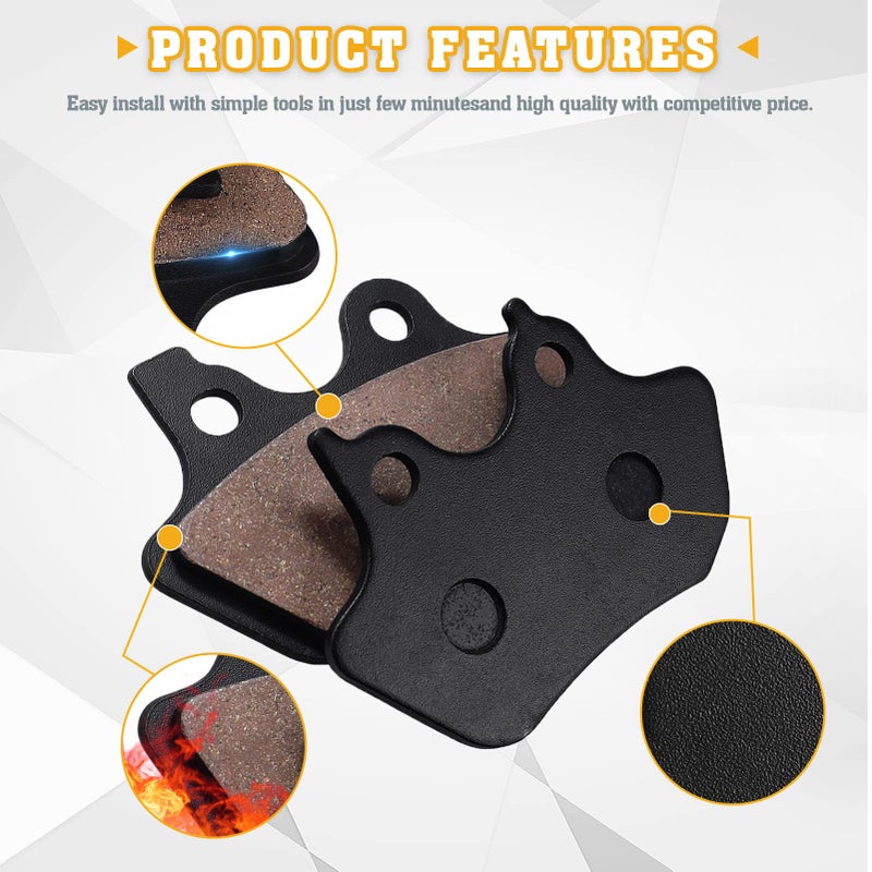 Cyleto Front & Rear Brake Pads for Harley Heritage Softail FLSTCI FLSTC Davidson Heritage Classic 2000-2007/Fat Boy/Dyna Electra Glide/Sportster XLH883R/FXST Softail Standard/FXSTB Night Train - Image 3